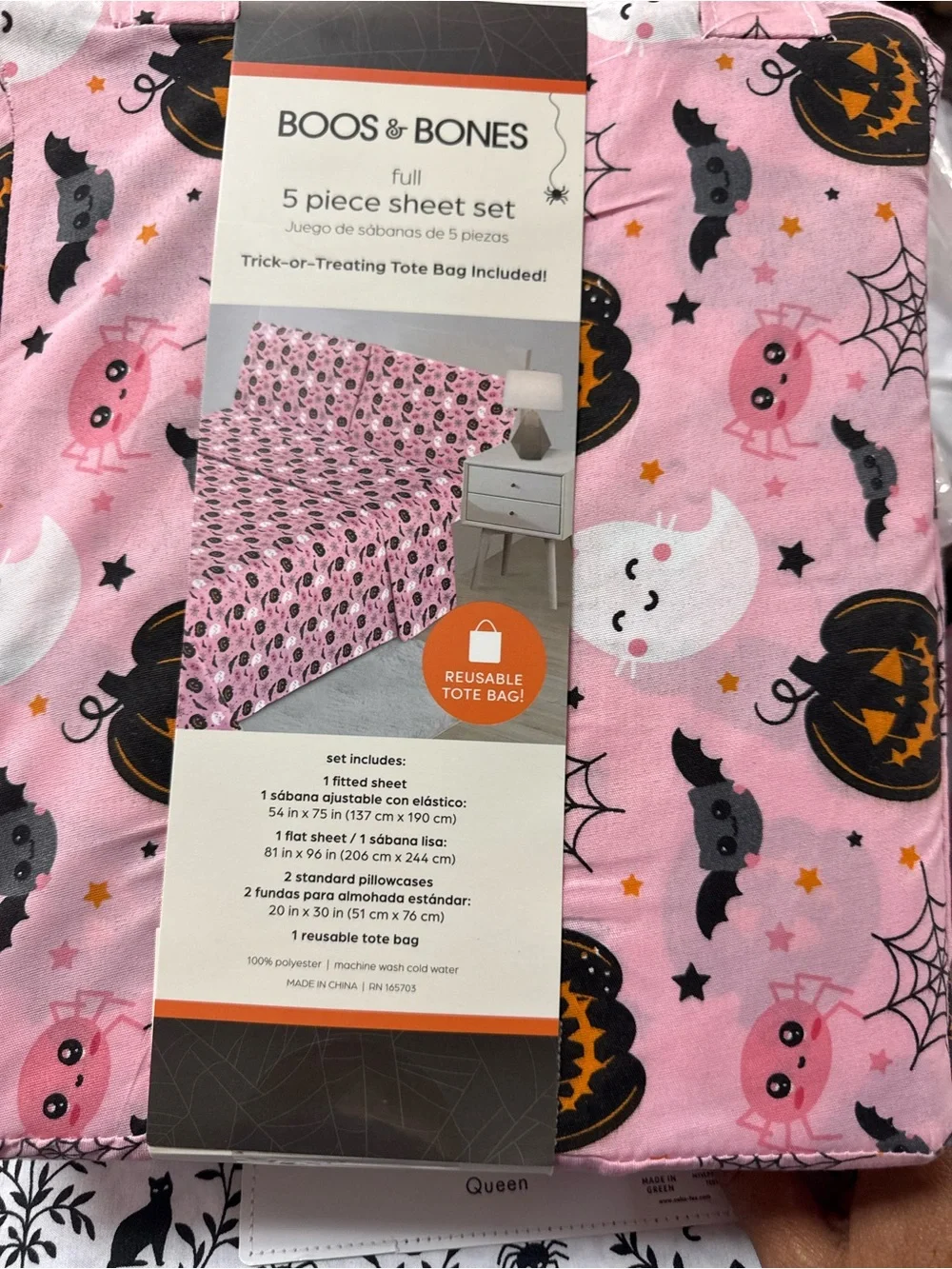 Boos & Bones Pink Halloween Full Sheet Set